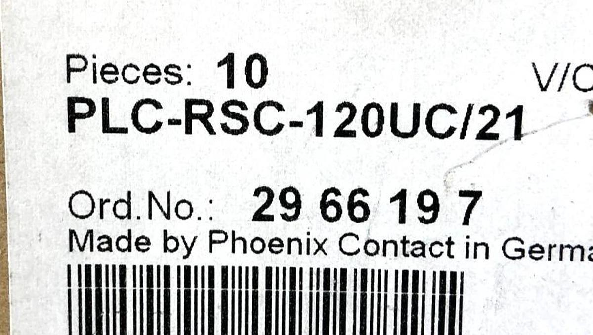 Box of 10 Phoenix Contact PLC-RSC-120UC/21 PLC Terminal Block 6A 120VAC 2966197