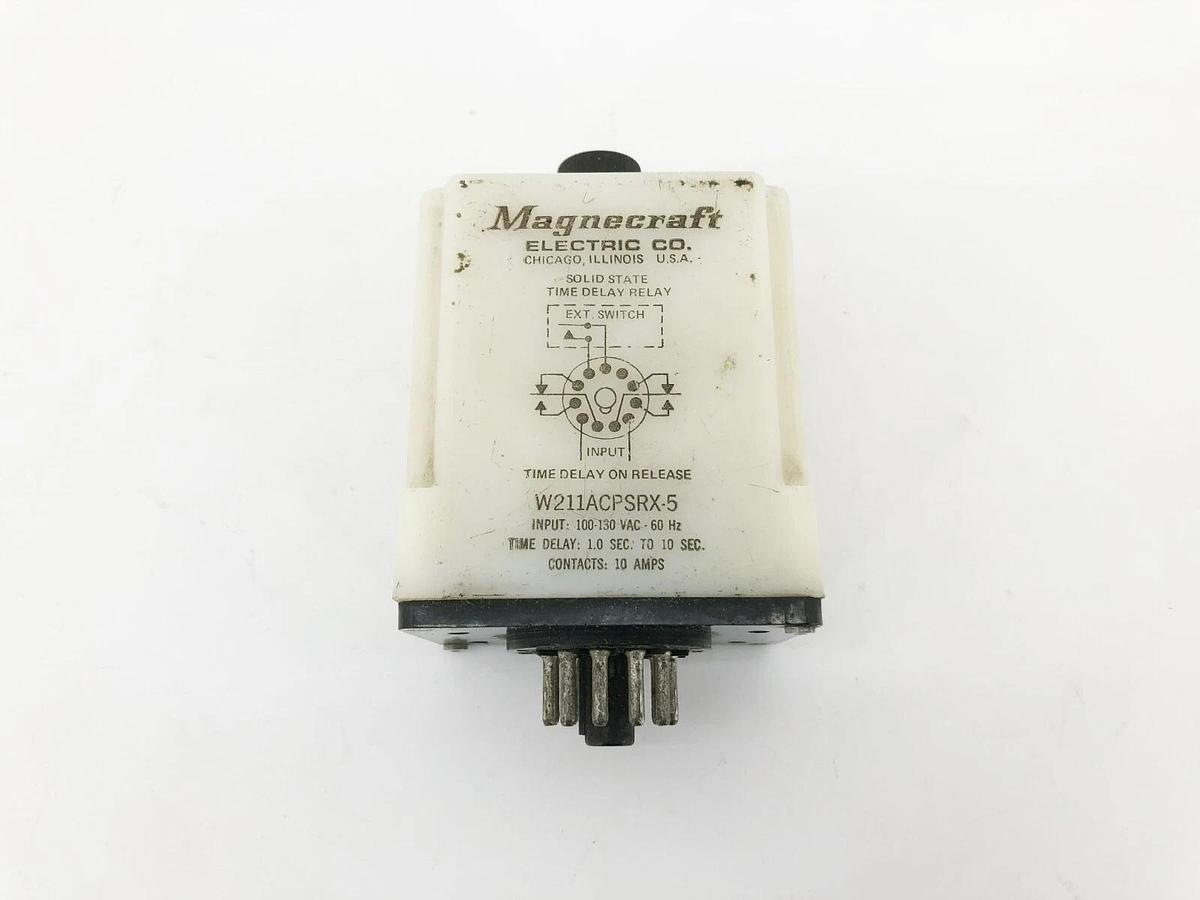 Used Magnecraft W211ACPSRX-5 Time Delay Relay 1.0-10 sec. 100-130VAC