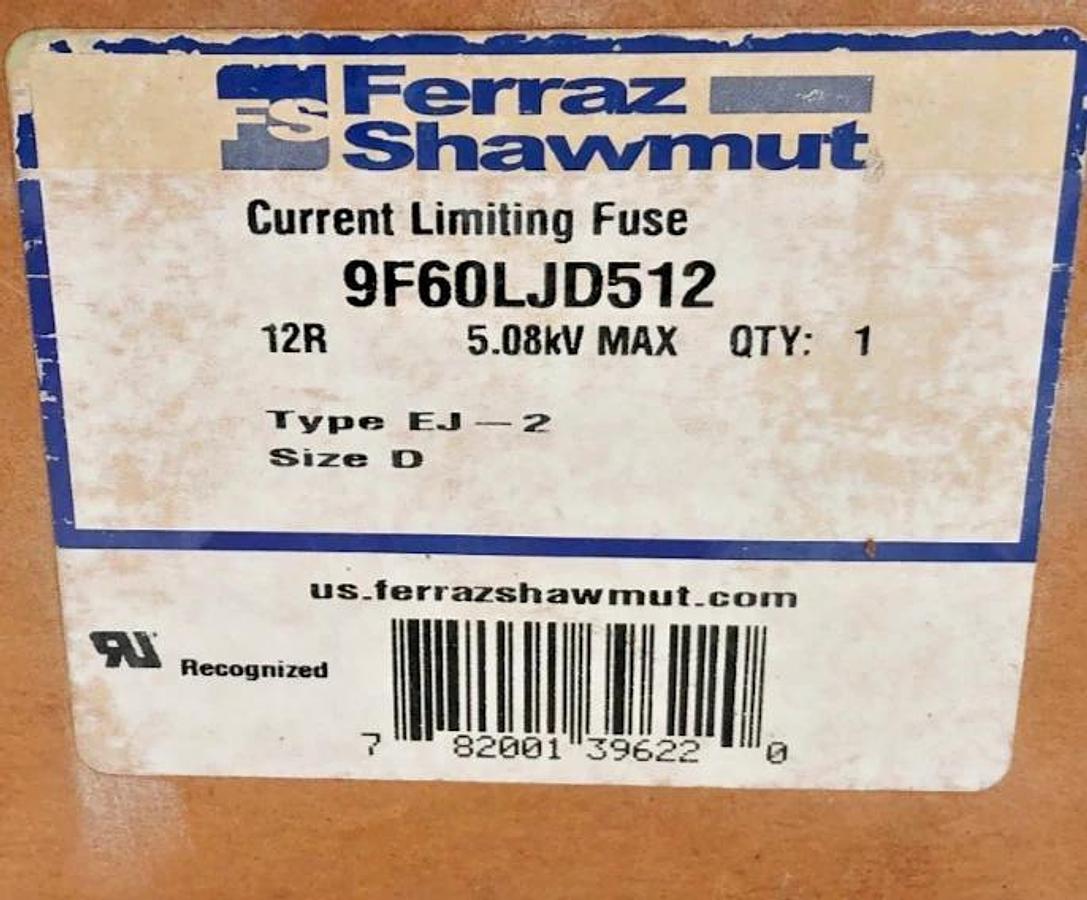 New Ferraz Shawmut 9F60LJD512 Fuse 5.08KV 12R Type EJ-2 Size D