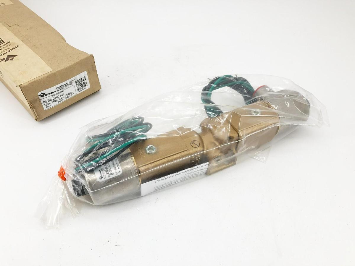 New Versa VGG-3321-C14-PC-A120 Air Valve 3-Way 2-Position Brass 120V 60Hz