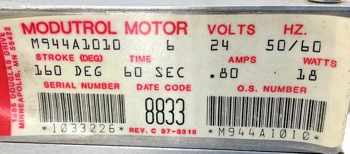 New Honeywell M944A1010 Modutrol Motor Time-60sec Stroke-160DEG 0.80A 24V 18W
