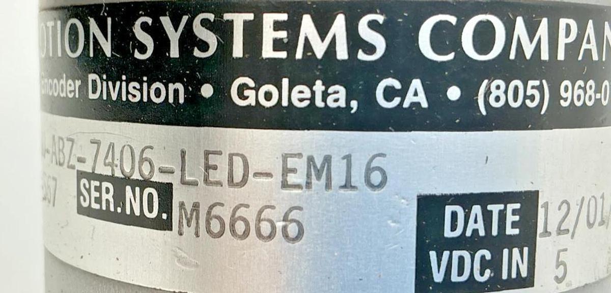 Used BEI H25D-SS-500-ABZ-7406-LED-EM16 Encoder 7 Pin