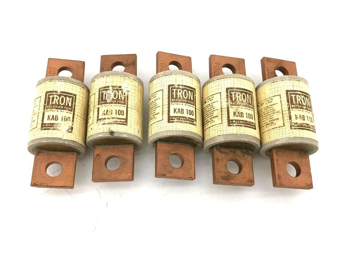 Lot of 5 New Bussmann KAB-100 Rectifier Fuses 100A 250V