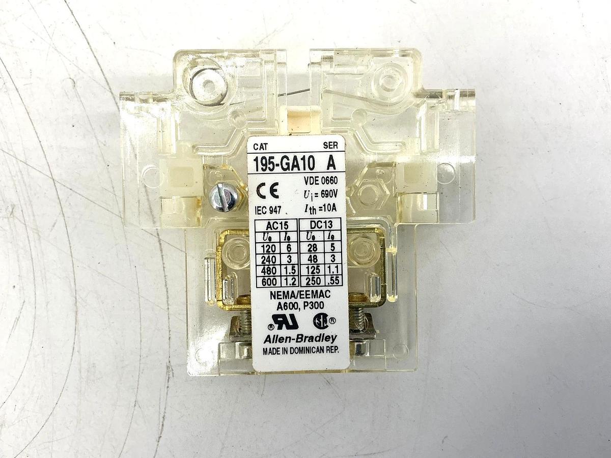 Lot of 2 New Allen Bradley 195-GA10 Ser A Auxiliary Switch Contact 10A 600VAC