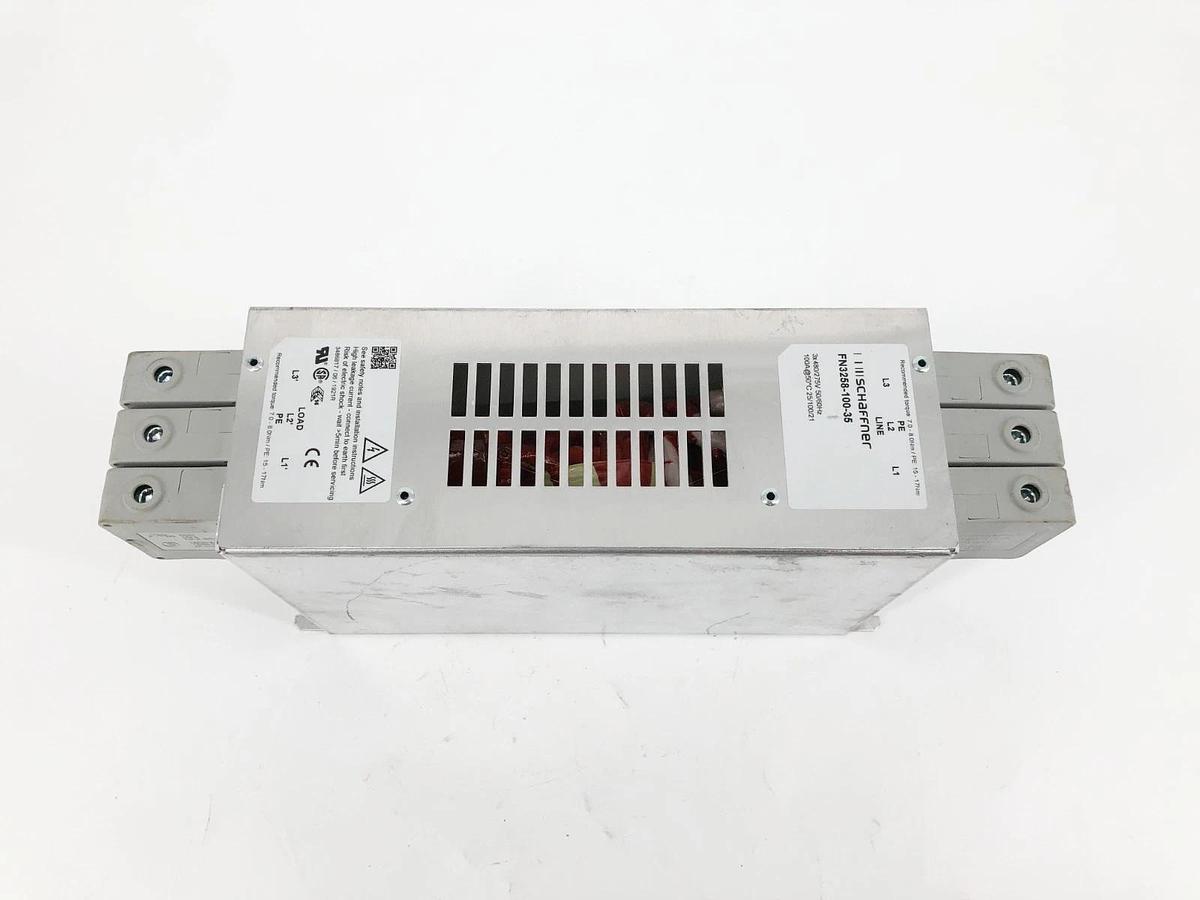 Used Schaffner FN3258-100-35 Ultra-Compact EMC/RFI Line Filter 3Ø 480/275VAC 100A
