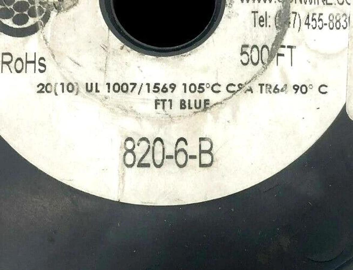 New Consolidated Wire 820-6-B Hook-Up Wire 20AWG Approx. 475FT.