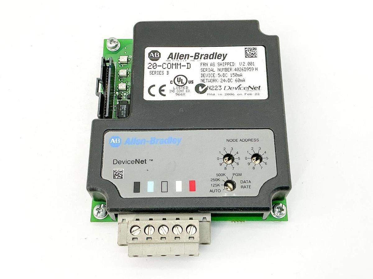 Used Allen Bradley 20-COMM-D DiviceNet Communication Adapter 5/24VDC 150mA Ser.B