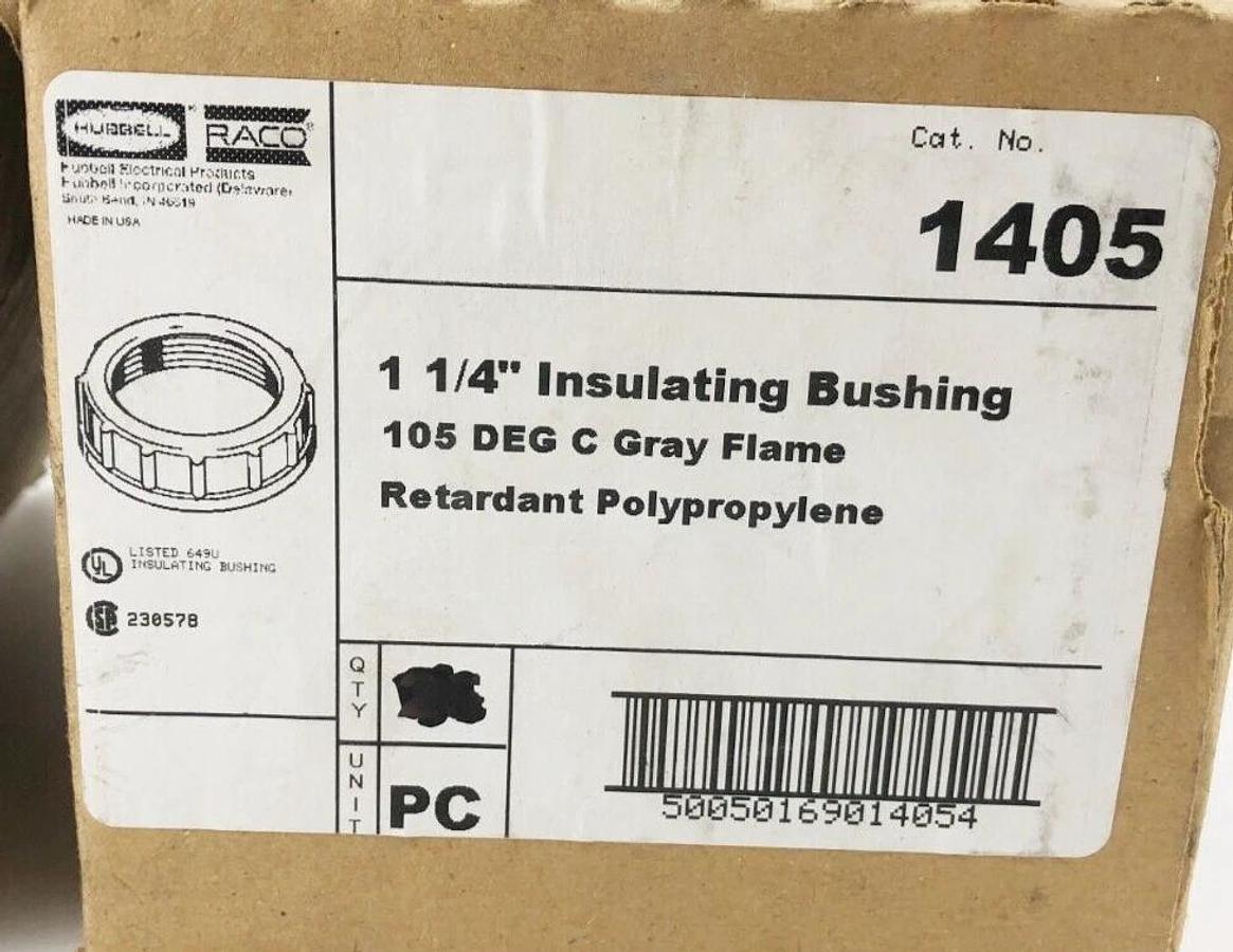 Box of 40 New Hubbell Raco 1405 Insulated Bushings Polypropylene