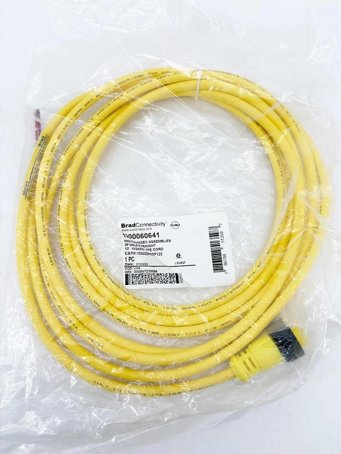 New Molex Woodhead 1300060641 Mini-Change Single-End Cordset 12' Length