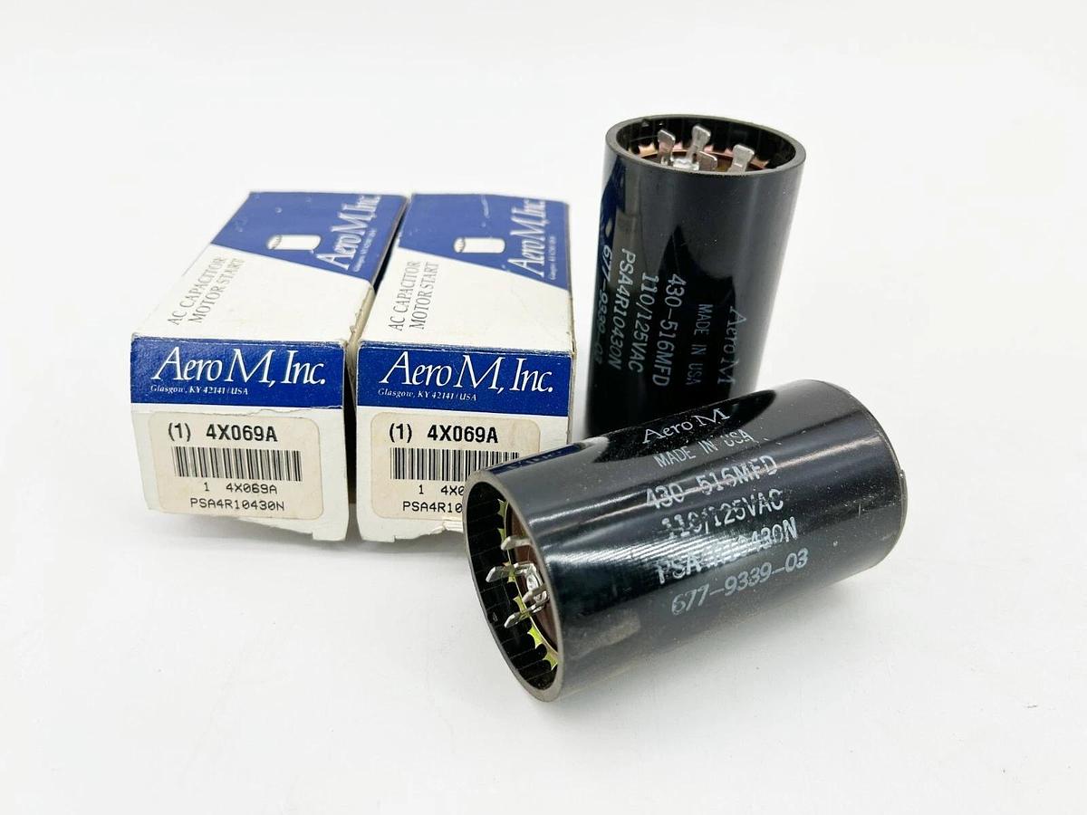New Lot of 2 Aero M Inc 4X069A AC Capacitor 110/125Vac 530-516MFD
