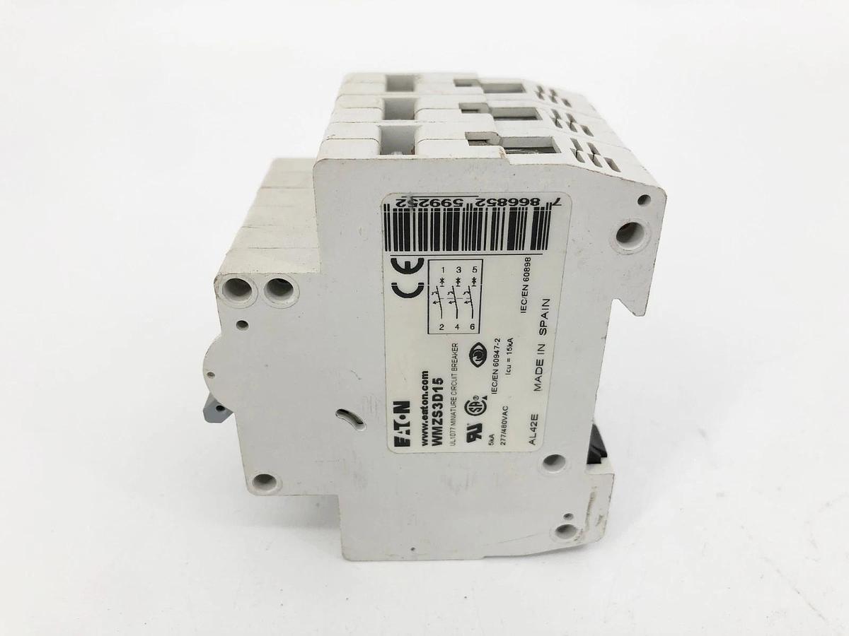 Used Eaton WMZS3D15 Circuit Breaker 15A 277/480VAC 3P