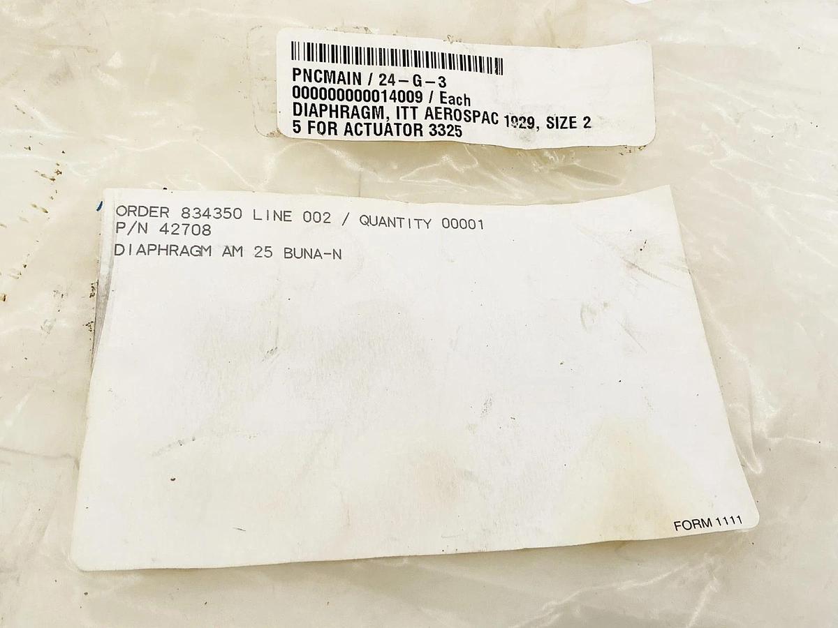 New Aerospac 42708 Diaphragm AM 25 Buna-N Size 2 for 3325 Actuator