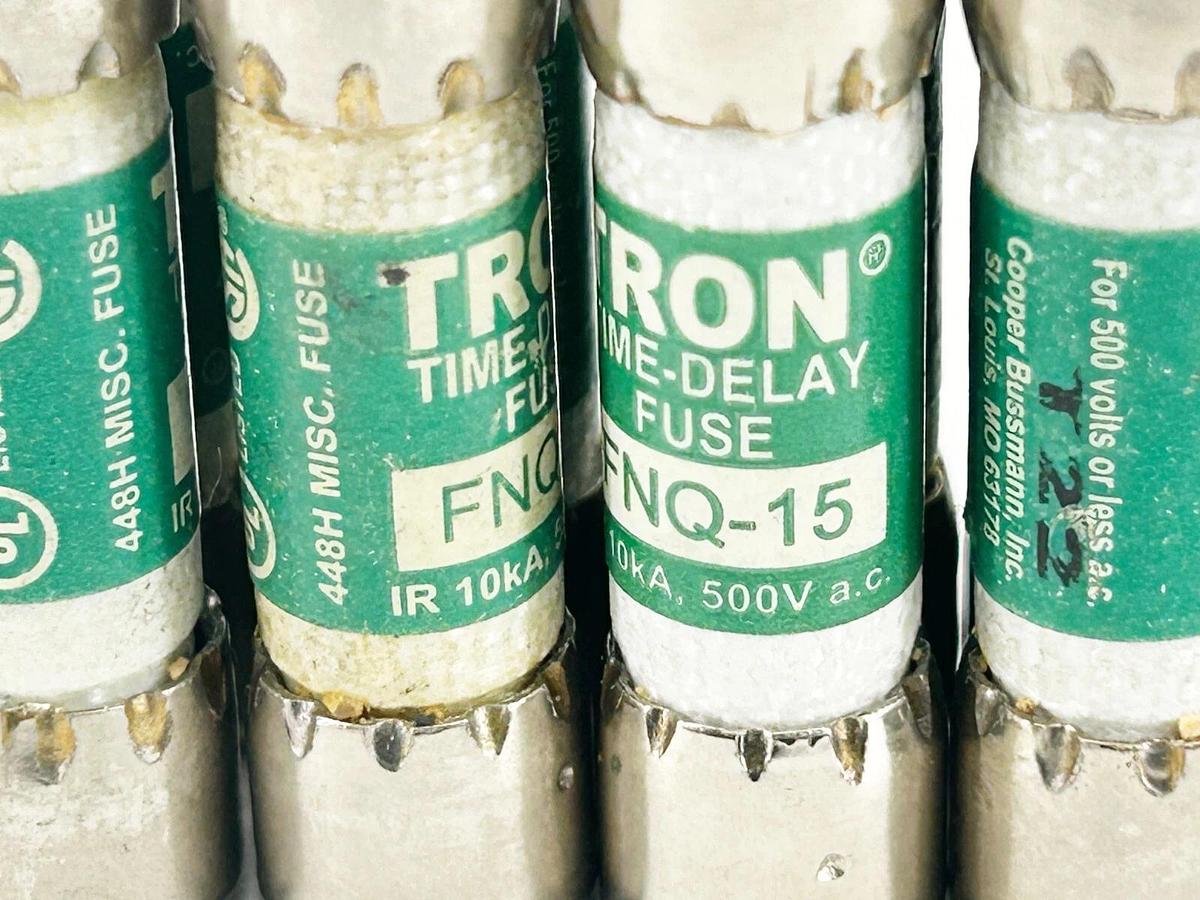 New Bussmann FNQ-15 Time Delay Fuse 15A 500V Box of 10