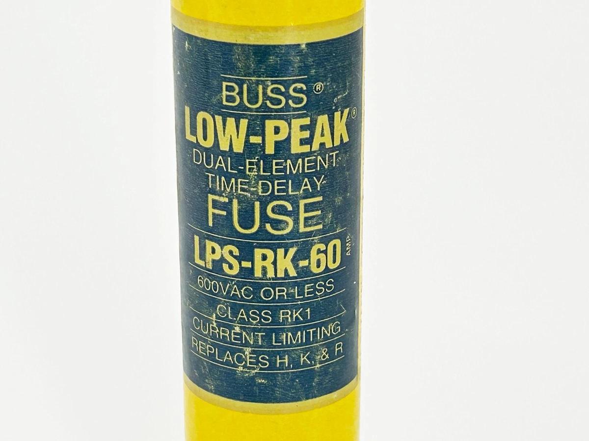 New Lot of 2 Bussmann LPS-RK-60 TIme Delay Fuse 60A 600V RK1 - No Box