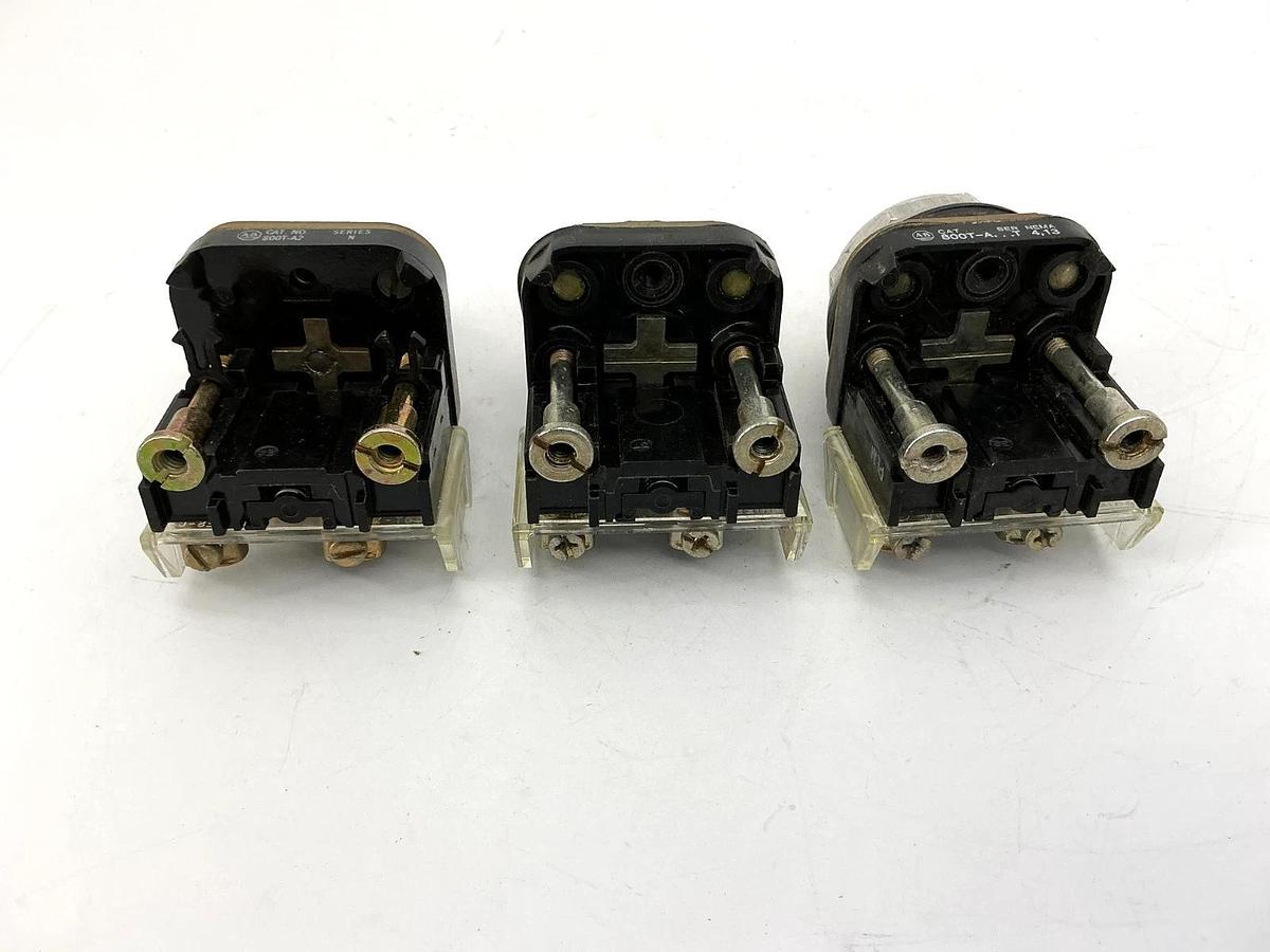 Used Assorted Lot of 3 Allen Bradley 800T-A Ser T 800T-A2 Ser N Pushbutton Black 800T