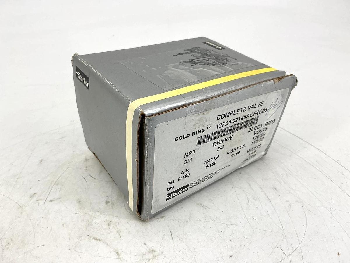 New Parker 12F23C2148ACF4C05 Complete Solenoid Valve 3/4NPT 3/4Orifice 11W 120V