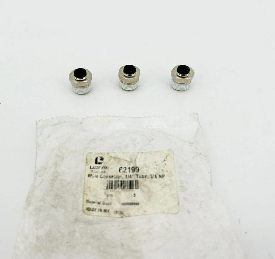 Lot of 3 New Lawson 62199 Male Connectors, 1/4" Tube, 3/8 NP