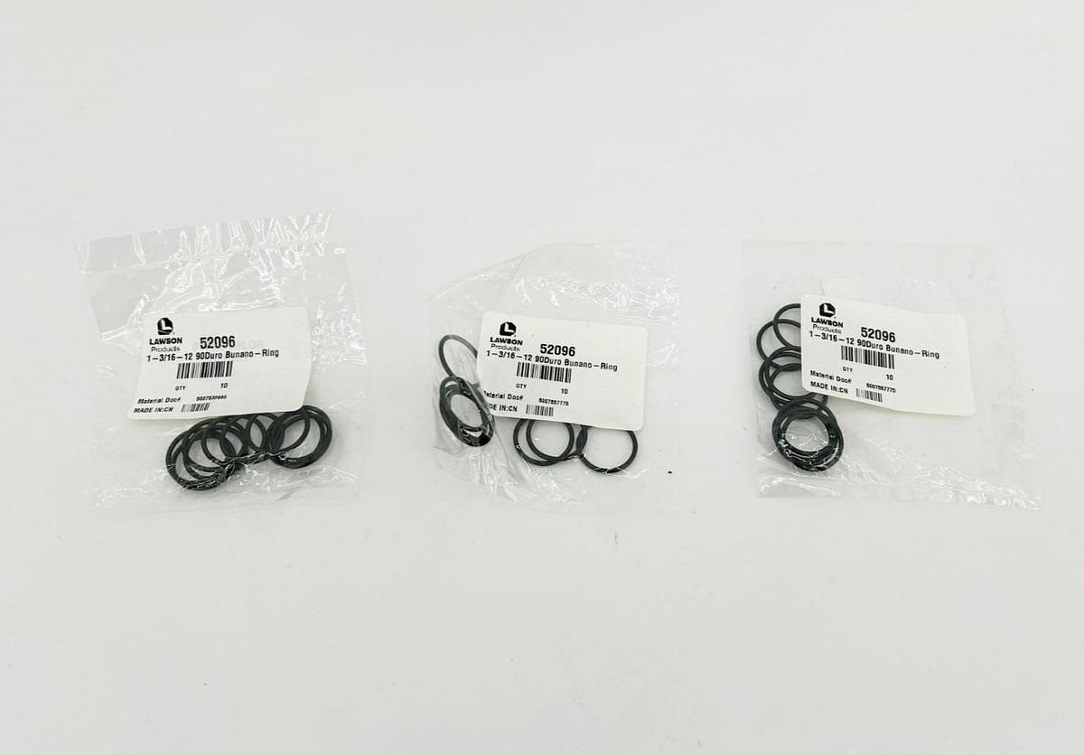 Lot of 30 Lawson 52096 Buna-N O-Rings, 0.739" ID x 0.07" Thick, 90 Durometer