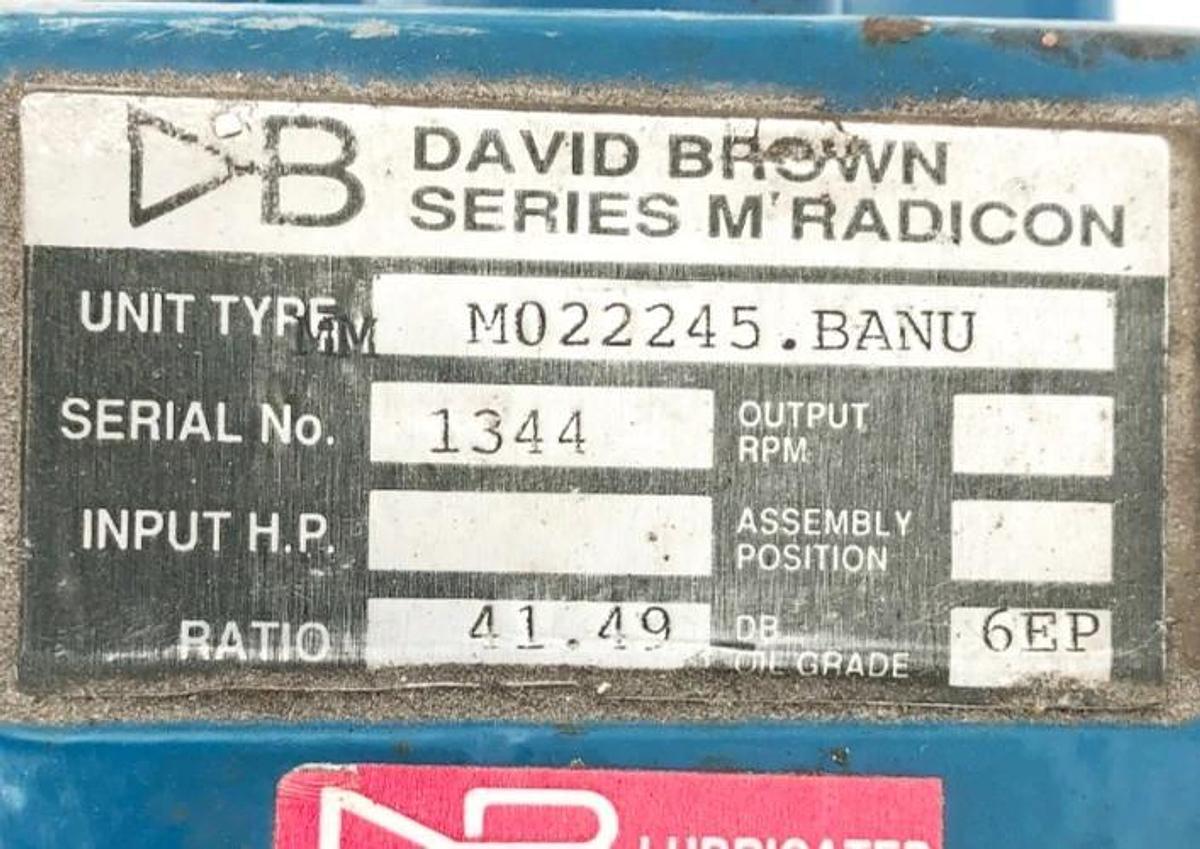Used David Brown Radicon M022245.BANU Gear Reducer 41.49:1 Ratio