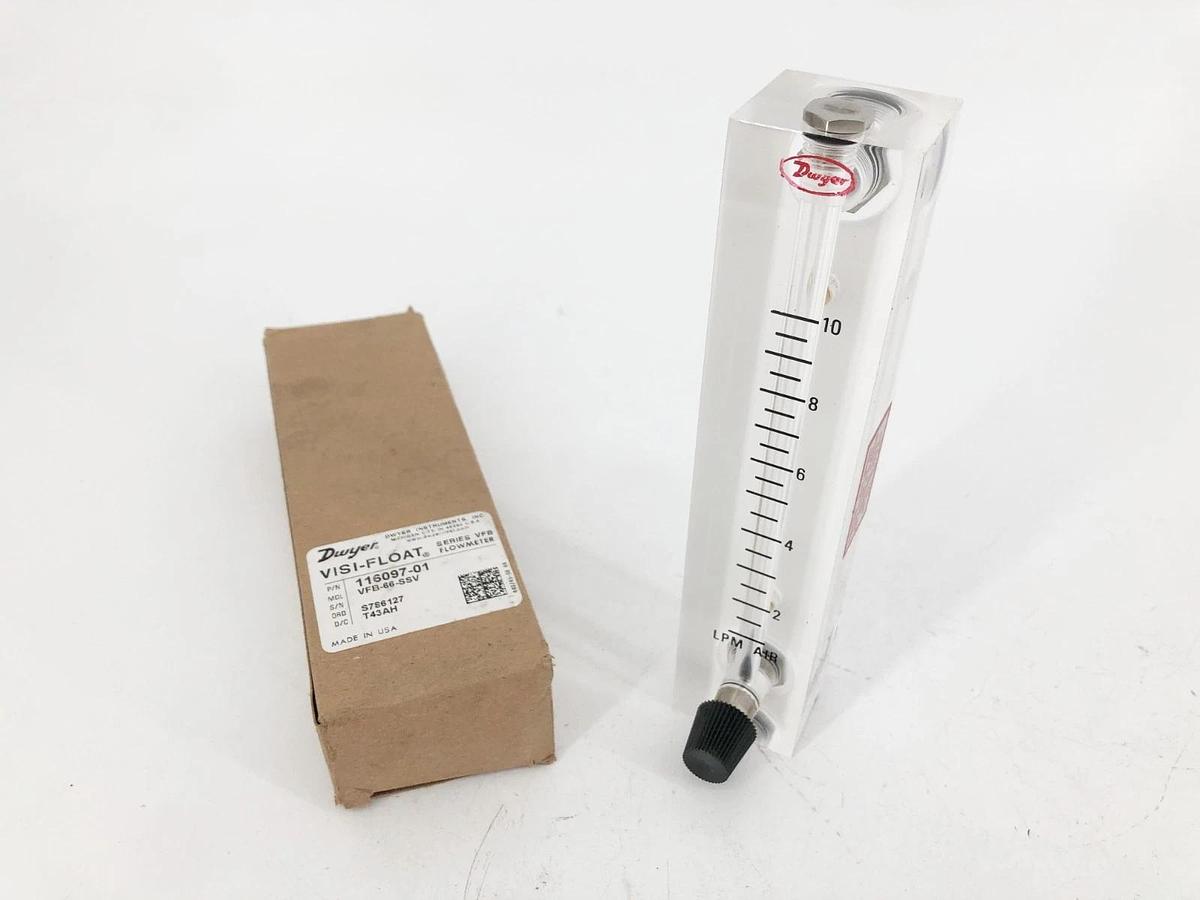 New Dwyer VFB-66-SSV Visi-Float Air Flowmeter 100psi 1/8" FNPT 116097-01
