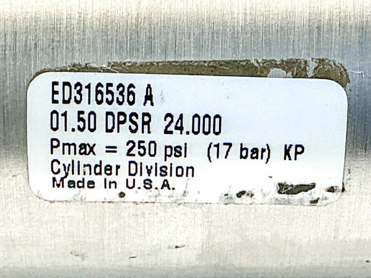 Used Schrader Bellows 01.50DPSR24.000 Pneumatic Cylinder 250PSI 1.5" Bore 24" Stroke