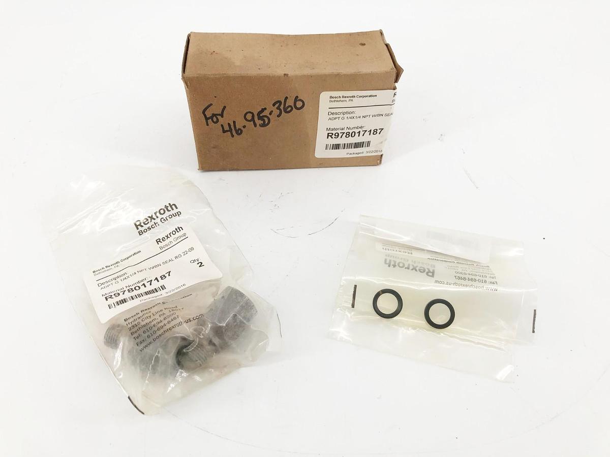Box of 2 New Bosch Rexroth R978017187 ADPT G 1/4 X 1/4 NPT W/ BNH SEAL RG 22-09