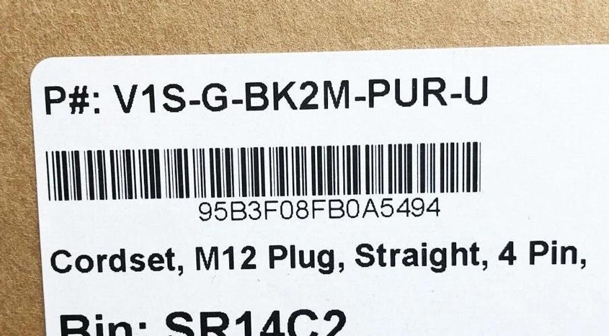 Lot of 2 New Pepperl + Fuchs V1S-G-BK2M-PUR-U Cordsets M12 Female Straight 4-Pin