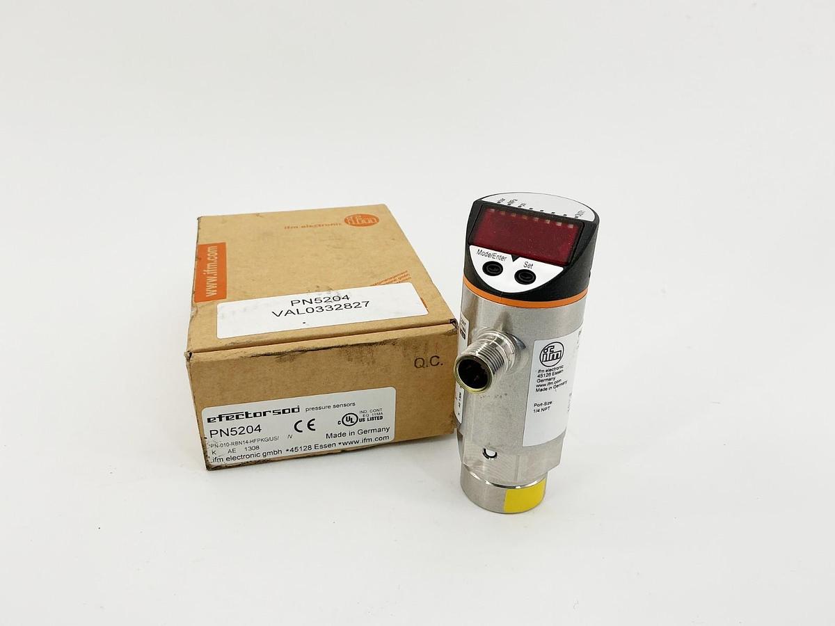 New IFM PN5204 Pressure Sensor 35VDC 250mA 1088PSI 75Bar 1/4"NPT