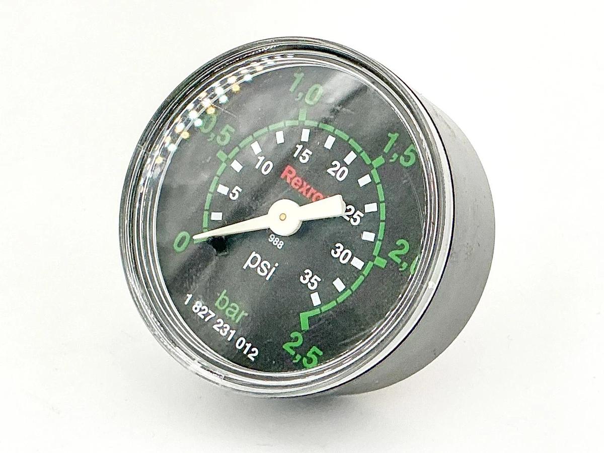 New Rexroth 1-827-231-012 Pressure Gauge 0-2.5Bar 0-35PSI 2" Face