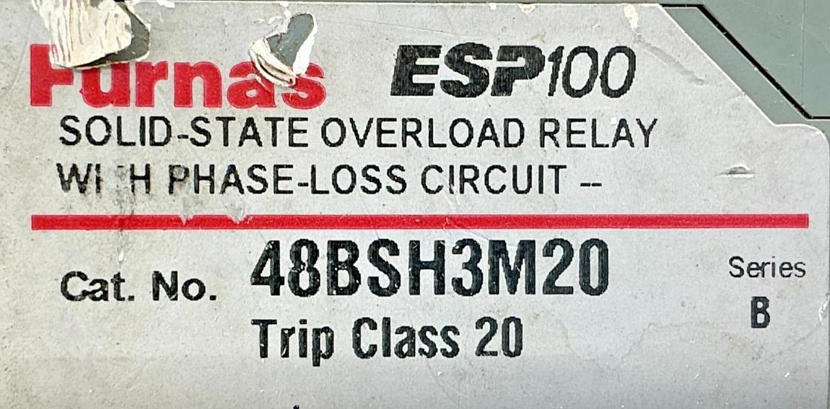 Used Furnas 48BSH3M20 Ser B Overload Relay Solid State 3PH 22-45FLA 600VAC 50/60HZ