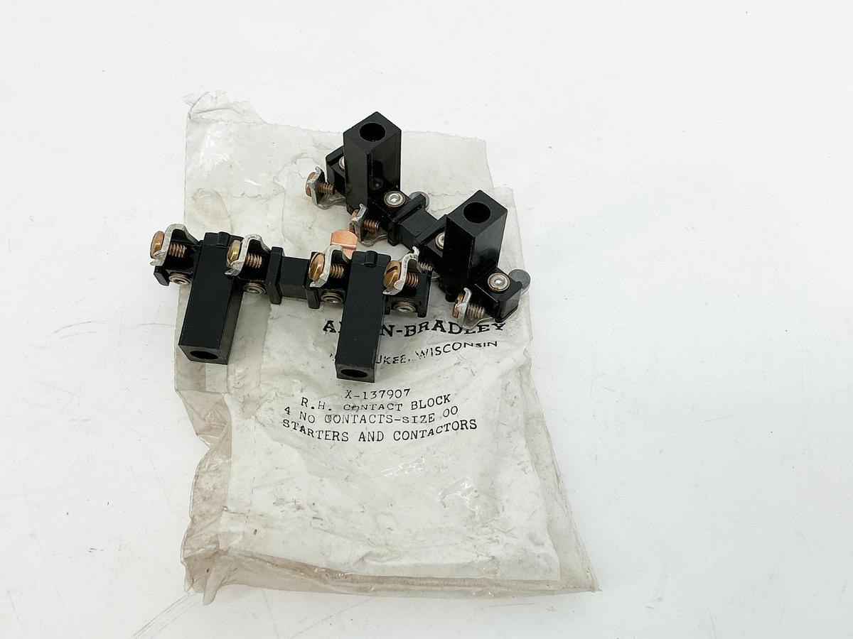 New Lot of 2 Allen Bradley X-137907 R.H Contact Block 4 NO Contactors Size 00