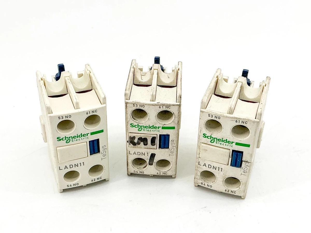 Used Lot of 3 Schneider Electric LADN11Auxiliary Contact Block 690V 10A