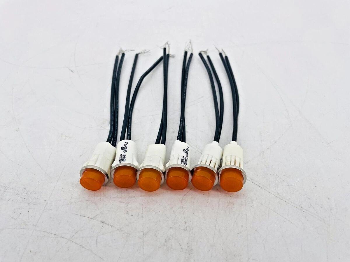Lot of 6 New VCC 1050C3 Panel Mount Indicator Lamps Amber 1/2in