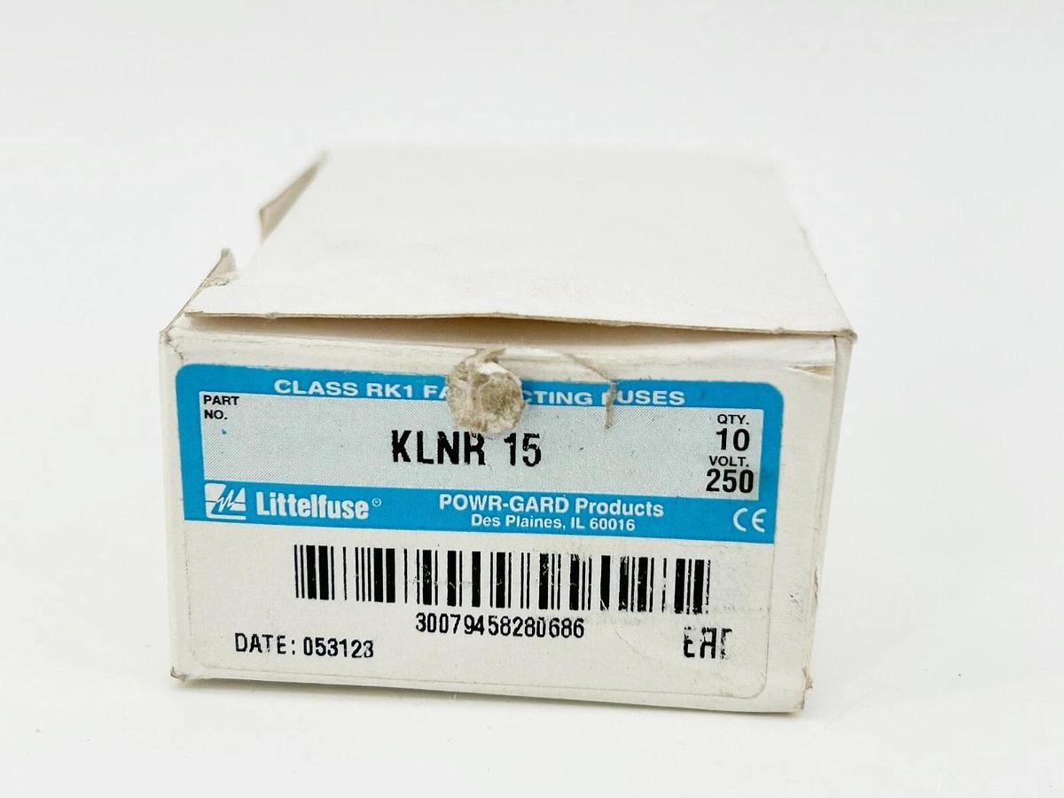 New Box of 10 Littelfuse KLNR-15 Fast Acting Current Limiting Fuse 15A 250V RK1
