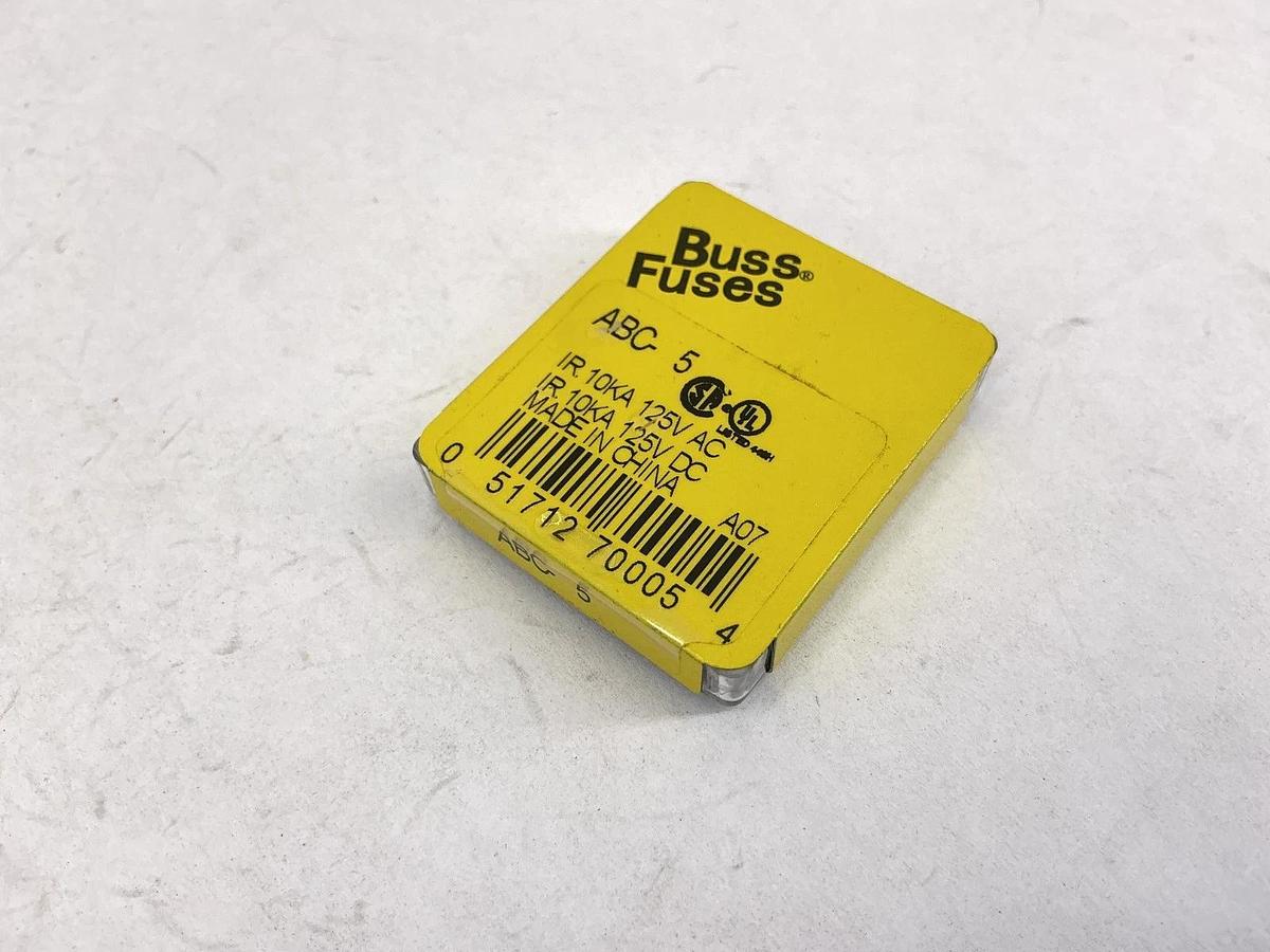 Lot of 20 New Bussmann ABC-5 Ceramic Fast Acting Fuse 5A 250V