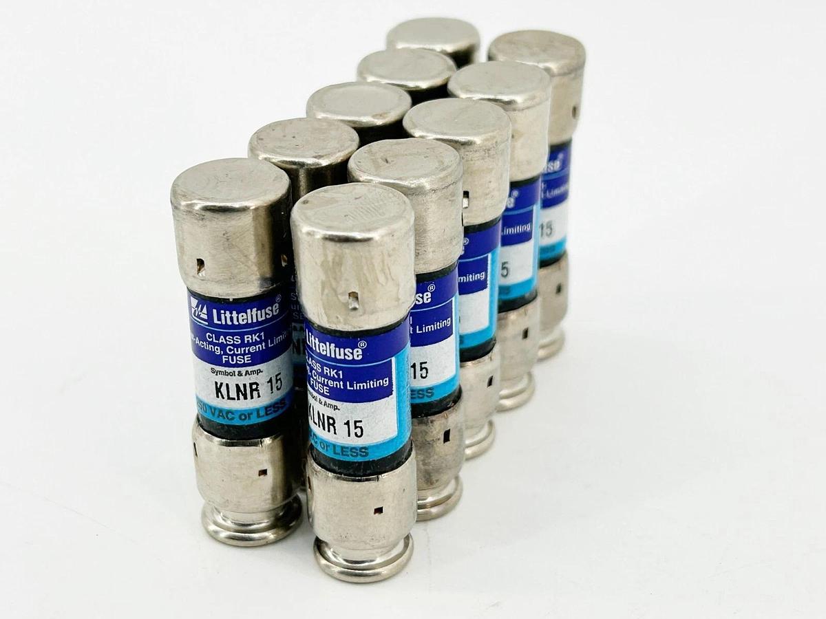 New Box of 10 Littelfuse KLNR-15 Fast Acting Current Limiting Fuse 15A 250V RK1