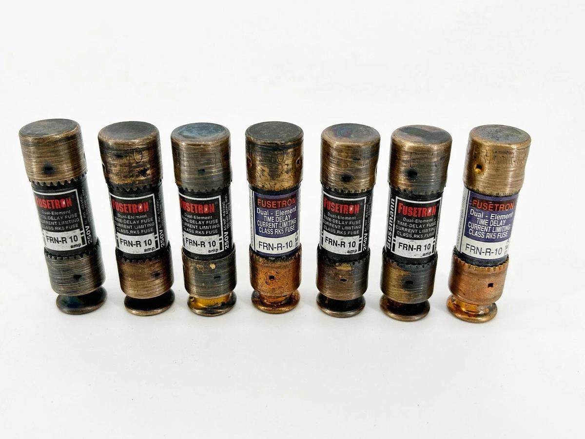 Lot of 7 Bussmann FRN-R-10 Dual Element Time Delay 10A 250V