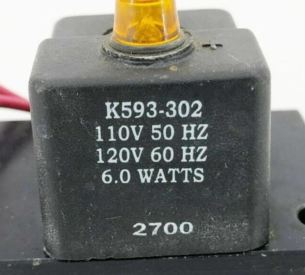 Used Parker K593-327 Coil w/ Block 110/120V 50/60Hz 6.0 Watts