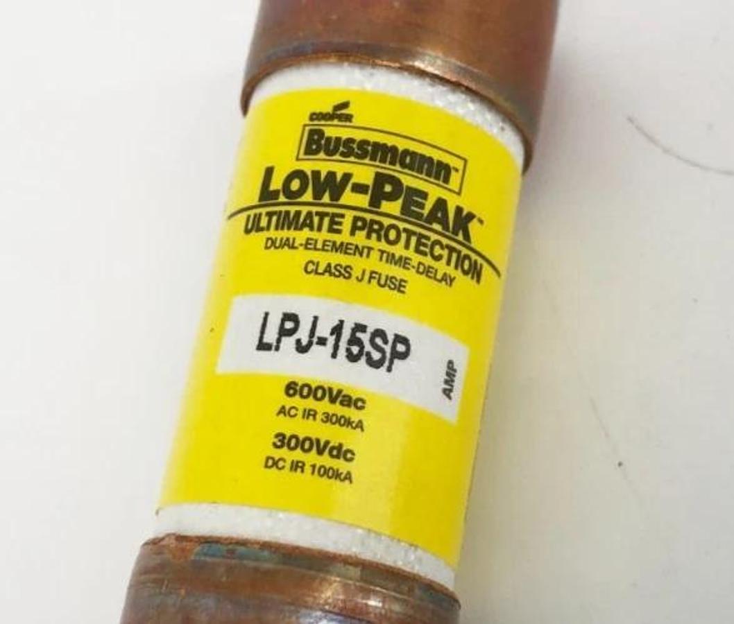 Lot of 2 New Bussman LPJ-15SP Time Delay Fuses 15A 600V Class J - No Box