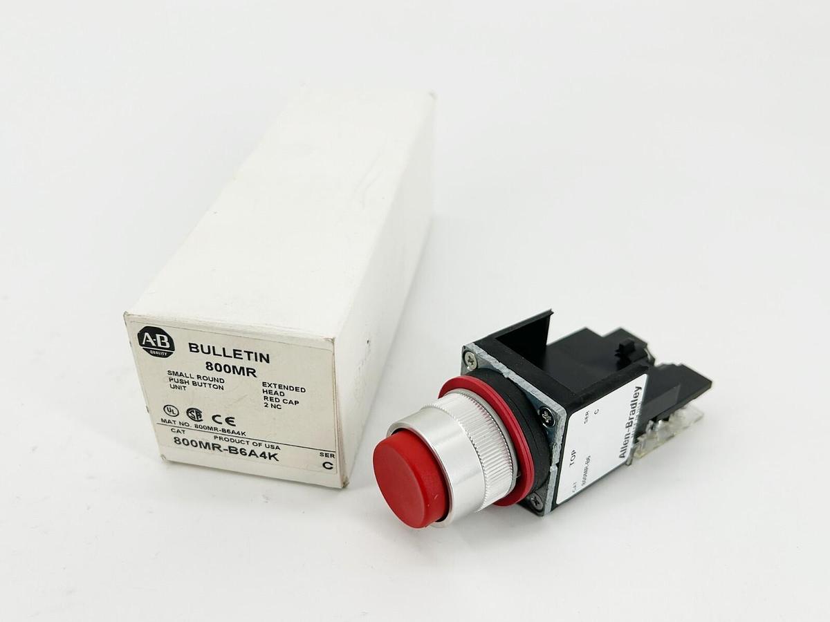 New Allen Bradley 800MR-B6A4K Pushbutton Momentary Contact Red Ser.C