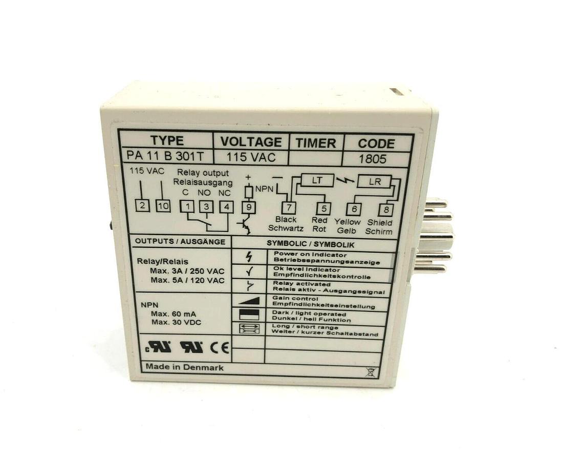 New Telco PA-11-B-301T Sensor Amplifier 115VAC 11 Pole DIN PA11B301T - No Box