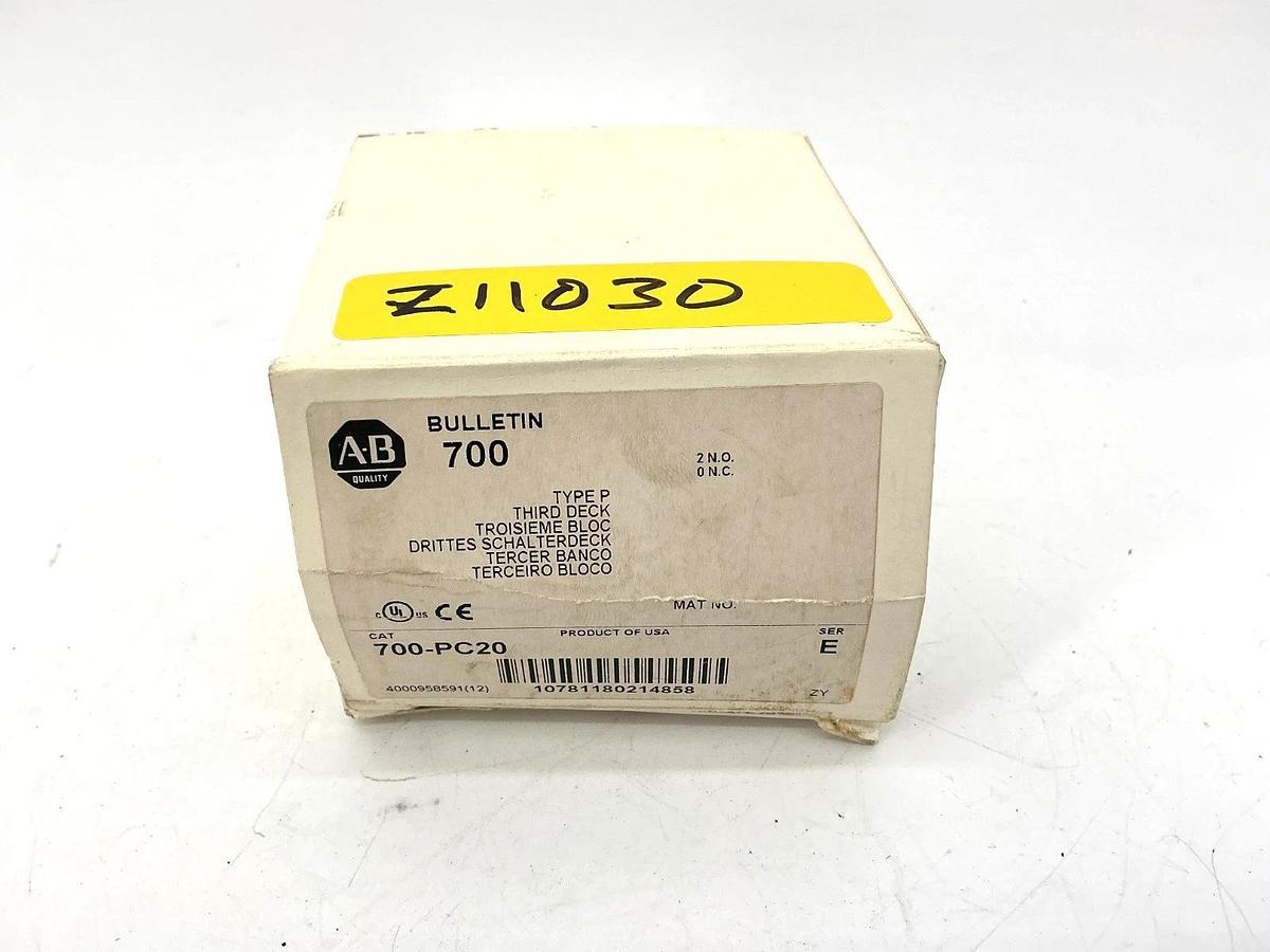 New Allen Bradley 700-PC20 Ser E Relay Third Deck Type P 2-Pole 2NO 10A 700PC20