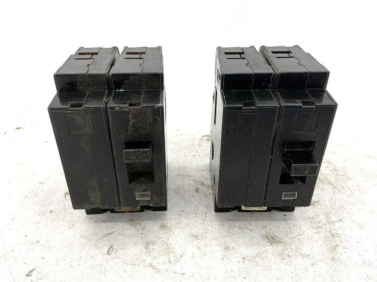 Used Lot of 2 Square D EH24015 Circuit Breaker Type EH4 2-Pole 15A 277/480VAC