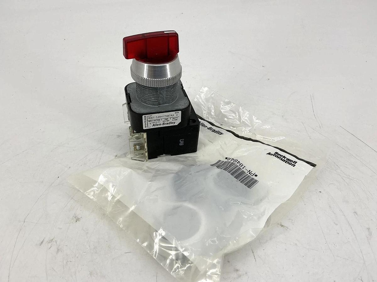 New Allen Bradley 800T-2JRH17KB7AX Ser V Selector Switch 3P Red LED 130V -No Box