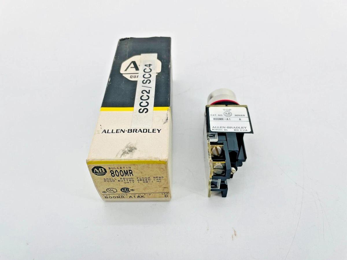 New Allen Bradley 800MR-A1AK Push Button Flush Head 1NO 1NC Green
