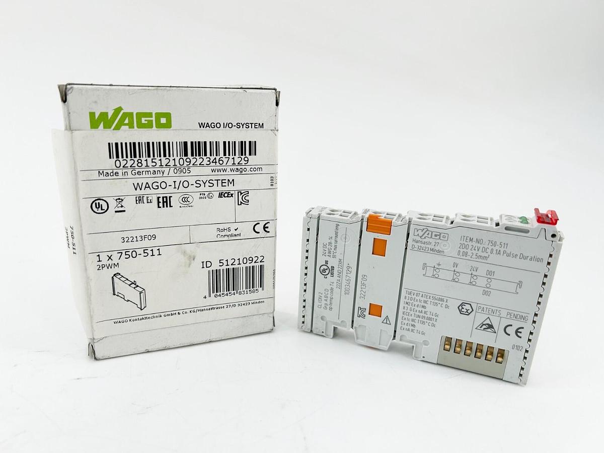 New Wago 750-511 Output Module 2 Pulse Width Outputs 24V 0.1A 250Hz