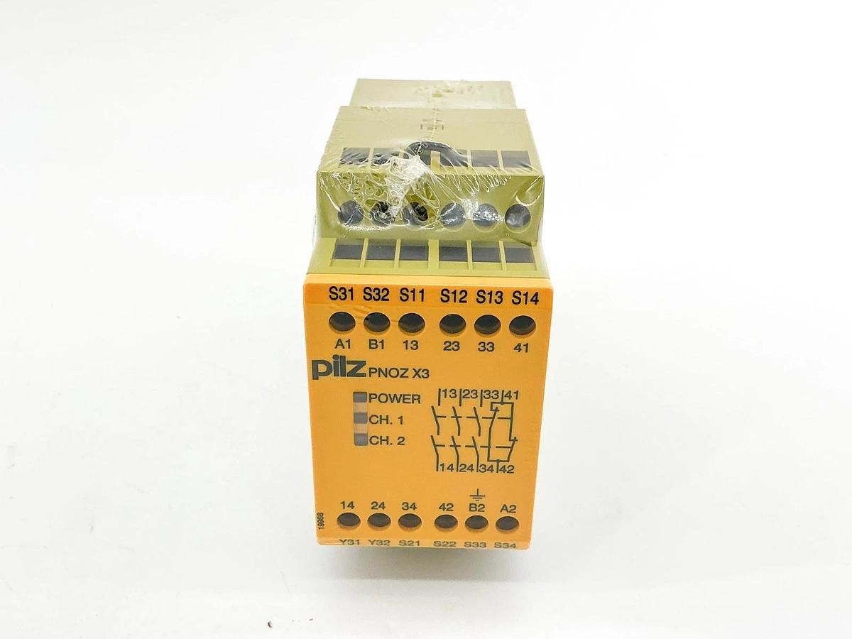 New Pilz PNOZ X3 120VAC 24VDC 3N/O 1N/C 1S0 Safety Relay 774316