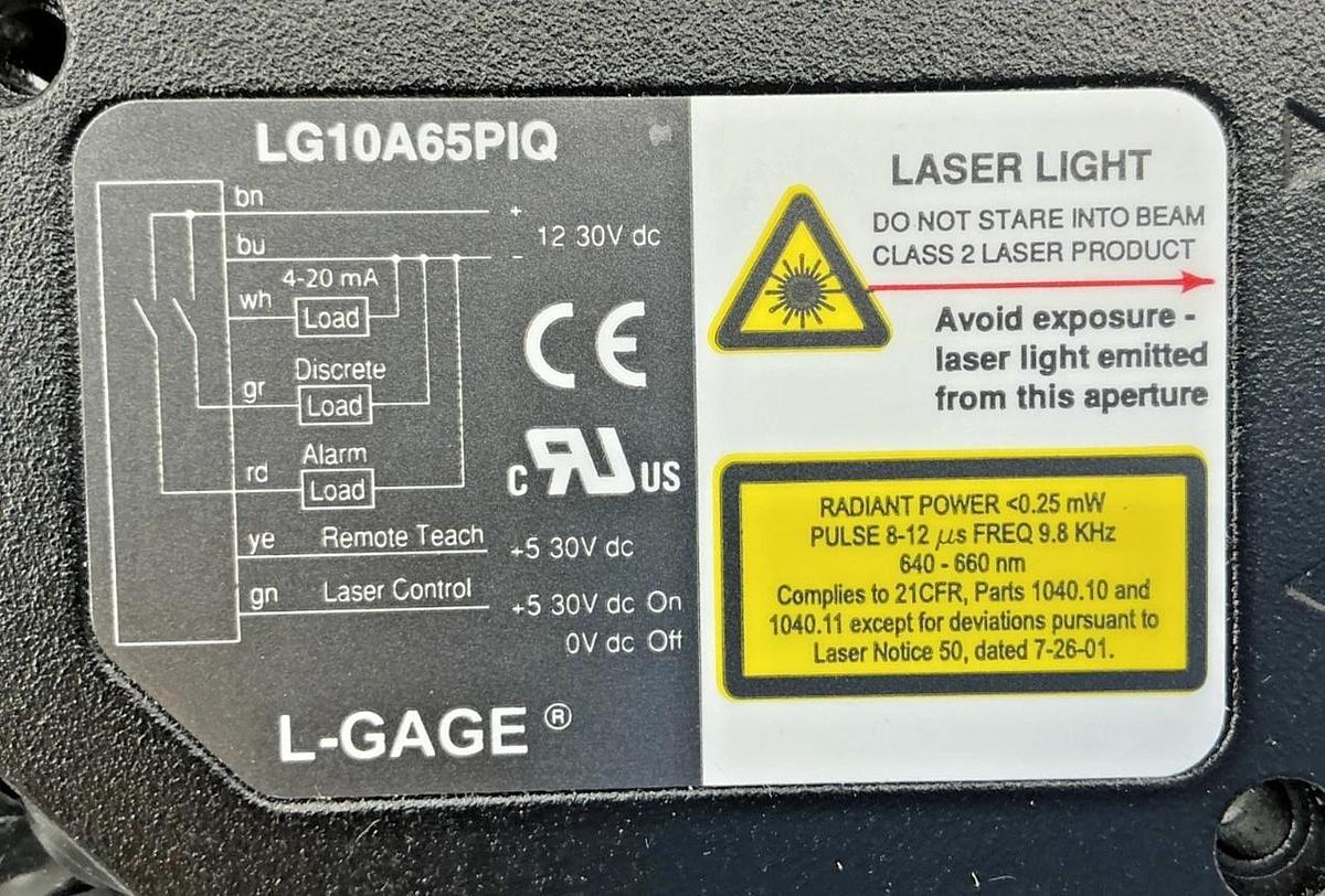 New Banner Engineering LG10A65PIQ Laser Gauging Sensor S: 75-125mm 54096 -No Box