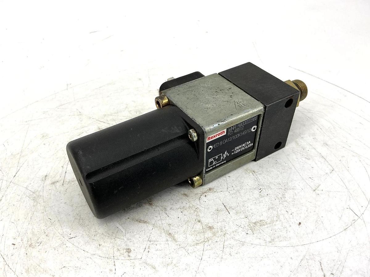 Used Rexroth HED8OA12/100K14S/12 Pressure Switch Plug-In 4-Pin 5A 250VAC 0.03A 125VDC