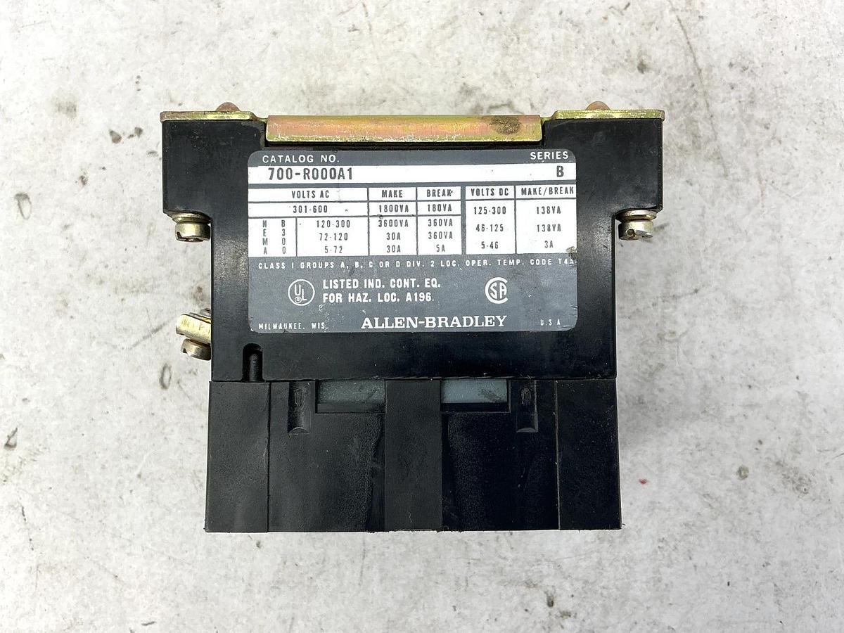 Used Allen Bradley 700-R000A1 Ser B Electrically Held Relay 110/120V 50/60HZ